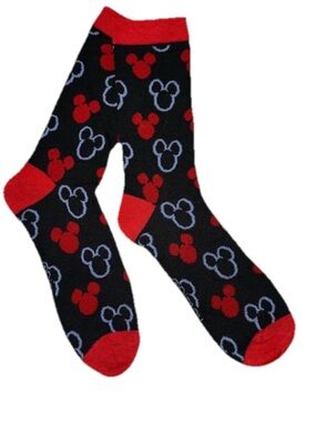 Disney Vintage Mickey Mouse Iconic Silhouette Cartoon Printed Crew Socks 9-13